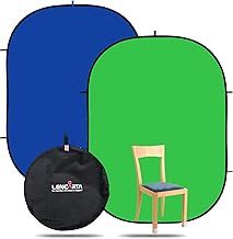 Green Screen Background 1.5m x 2m (4.9ft x 6.6ft) Pop Up Reversible Blue Screen, Collapsible Chroma Key Greenscreen Backdrop Kit for Gaming, Photo Studio, Stream, Chromakey, Zoom Home Working