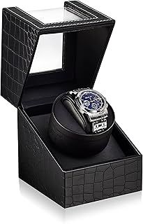 TOPWAY Single Automatic Watch Winder: Automatic Watch Rocker Box Bidirection Rotation for Women and Men Mechanical Watch - AC Adapter or Battery Powered