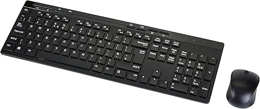 Amazon Basics ‎MD023 Full-Sized Wireless Keyboard and Mouse Combo, 2.4 GHz USB Receiver, UK Layout, Black