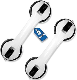 Shower Handle 2 Pack 12 inch Grab Rails, Bathroom, Bathtubs, Bath Safety Grab Bar with Strong Hold Suction Cup for Elderly, Handicap, Seniors for Wall Handle, White