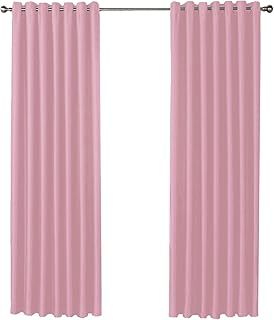 Olivia Rocco Blackout Eyelet Curtains Black Out Thermal Ring Top Curtain Pair Window Treatment Living Room Bedroom, 66" (Width) x 72" (Drop) Blush Pink