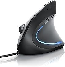CSL - Vertical Ergonomic USB Mouse - Wired Optical Mouse TM137U - Mice with Ergonomic design - 5 Buttons - 1600dpi - prevention against mouse arm tennis elbow - For Laptop Desktop PC Computer Macbook