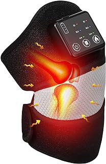 Cordless Heated Knee Massager, Rechargeable 3 in 1 Pads, Heating Vibration for Relaxing Shoulder Elbow, 3 Adjustable Vibration & Heat, Black