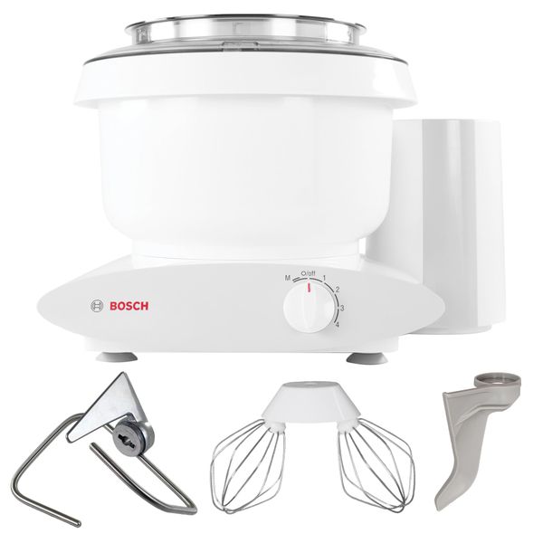 Bosch Universal Plus Stand Mixer 500 Watt, 6.5 Quarts with Wire, Dough Hook & NutriMill Dough Hook Extender Bundle