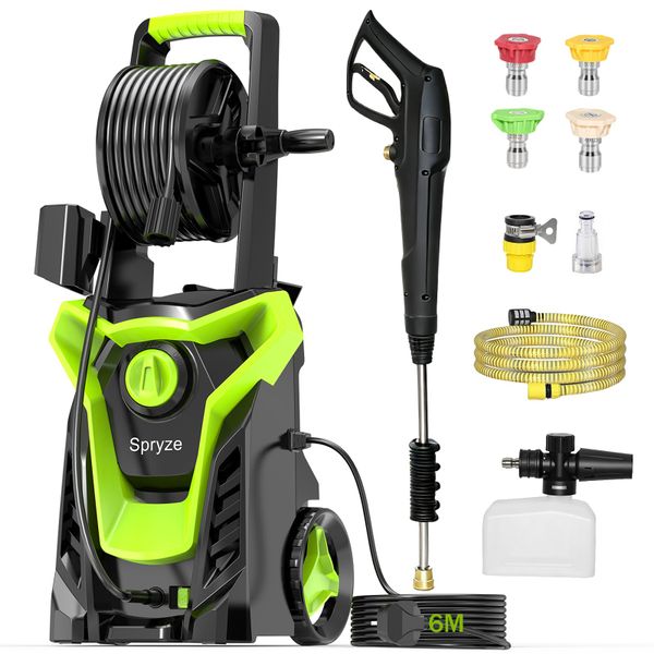Pressure Washers, 2000W 160Bar 540L/H Jet Washers Pressure Washers with Foam Cannon, 4 Nozzles, 8M High-Pressure Hose, 6M Power Cord, Power Washer for Cars, Fences, Patios, Decks, Patios and Driveway