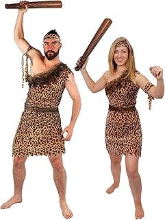 Couples Caveman Costume - Leopard Print Tunics, Belts, Headbands & Armbands - Adults Historical Fancy Dress
