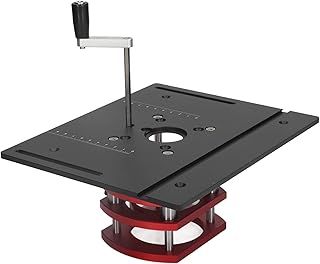 Router Lift Table Manual Lifting System Height Router Table Saw Insert Base Plate for Woodworking DIY Adjustable (Black)