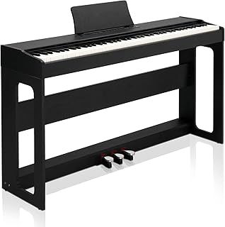 Digital Piano 88-Key Weighted Action Electric Piano with 3-Pedal Unit, Double Bluetooth, Split/Touch/Transpose Control Functions(Black)
