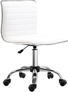 HOMCOM Adjustable Swivel Office Chair with Armless Mid-Back in PU Leather and Chrome Base - White