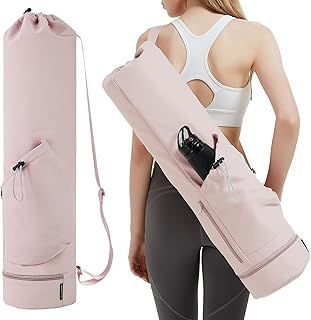 sportsnew Yoga Mat Bag Large with Adjustable Carry Strap Pilates Bag with Bottle Pocket and Wet Compartment