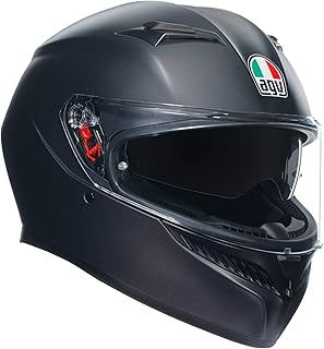 AGV - Helmet K3 E2206 MPLK, Men Motorbike Helmet, Full-Face ECE Helmet with Sweat Absorption, Spoiler, Air Vents and Scratch Resistant UV Visor, with Intercom Ready, Black