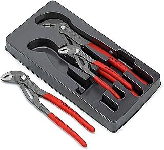 KNIPEX Cobra Set Water Pump Pliers Set, 3 Parts, 150 to 300 mm, Self-Locking Effect, Tool Set, Pipe Wrench Set, 00 20 09 V02