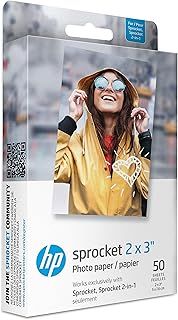HP 2x3" Premium Zink Photo Paper (50 Sheets) Compatible with Sprocket Portable Photo Printer