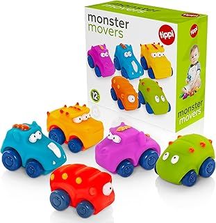 Tippi Monster Movers 5 Soft Play Baby Toy Cars - Toy Car Set For 1 Year Old - Suitable From 12 Months - 1 Year Old Boy Gifts - Toys For 1 Year Old Boys