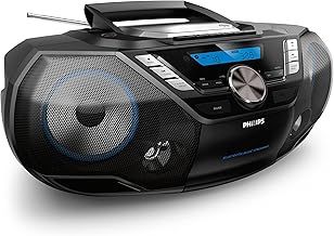 Philips AZB798T/12 CD Sound Machine, Portable CD and Cassette player DAB And FM Bluetooth, CD, MP3-CD, USB Host, Dynamic Bass, Bass Reflex, Remote, Sleep Timer - Black