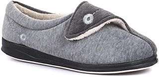 Pavers Ladies Wide Fit Antibacterial Slippers - Orthopedic Design with Fleecy Lining and Touch-Fasten Strap - Cosy Warm - Adjustable and Odour-Free