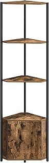 VASAGLE Corner Shelf with Storage, Corner Storage Cabinet, 5-Tier Corner Shelving Unit, Corner Storage Stand, for Living Room, Bedroom, Kitchen, Bathroom, Rustic Brown and Ink Black LBC580K01