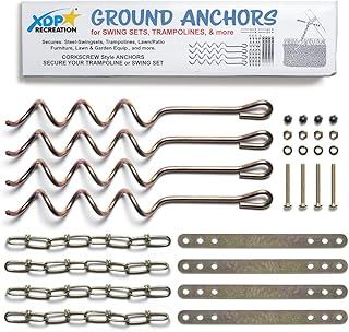 XDP RECREATION 70113 Swing Set, Trampoline, & Patio Furniture Metal Ground Anchor Kit Hardware,Bronze