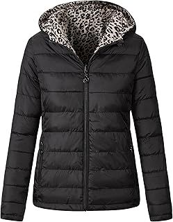 Vibes Ladies Jackets Women Reversible Winter Down jacket Lightweight Packable Jackets for Women Zipper Hooded Jacket with Pockets Women Windproof Waterproof Jacket Coat Ladies UK Size S M L XL