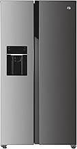 Hoover H-FRIDGE 700 MAXI Freestanding American Fridge Freezer with Water & Ice Dispenser, Side by Side, Total No Frost Technology, E Class, 513L Total Capacity, Inox, 91x67x177 cm - HOSR-5918EIXK-1