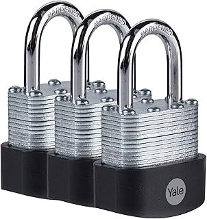 Yale - Y125B/40/122/3 High Security 40mm Laminated Steel Padlock, Pack of 3 - Open Hardened Steel Shackle - 3 Keys