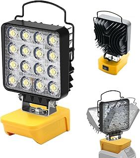 Compatible with Dewalt 18V Battery Cordless Work Light, 48W 4800LM LED Flood Lights, 2 Brightness Battery Light with Low Voltage Protection,Job Site Lighting for Workshop Garage Camping