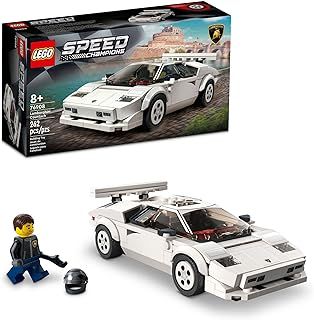 LEGO Speed Champions Lamborghini Countach 76908 Building Kit; Collectible Model of the Iconic 1970’s Super Sports Car for Kids Aged 8+, Includes a Driver Minifigure with Helmet and Wrench (262 Pieces)