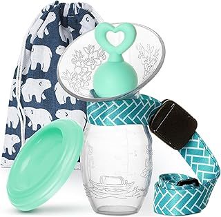 Manual Breast Pump Collector for Breastfeeding with Neck Strap, Cap, Stopper and Storage Bag, Made of Food Grade Silicone