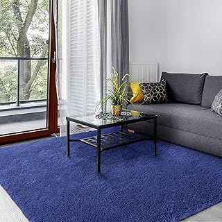 SOANNY Living Room Area Rug, 80x150 cm Small Soft Fluffy Shaggy Solid Carpet for Bedroom Dorm Nursery Bedside Kids Room Lounge Office, Non-Slip, Washable Throw Rug for Home Decor, Navy Blue