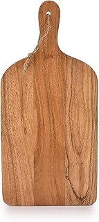 Acacia Wood Paddle Cutting Boards with Handle for Kitchen, Cheese, and Food Serving Tray, Charcuterie Boards