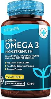 Highest Strength Omega 3 Fish Oil 2000mg - Providing 1000mg EPA & 400mg DHA per Serving - Sustainably Sourced & Contaminant Free - Made in The UK by Nutravita