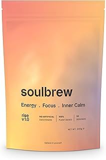 Rise Mushroom Coffee Alternative - with Lion's Mane, Cordyceps, Chaga, Maca, Ashwagandha & Cacao – Gut Friendly Nootropic Superfood for Energy & Focus - Vegan - 30 Servings