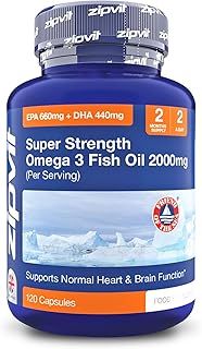 Omega 3 Fish Oil 2000mg, EPA 660mg DHA 440mg per Daily Serving. 120 Capsules (2 Months Supply). Supports Heart, Brain Function and Eye Health. 2 Capsules Per Serving
