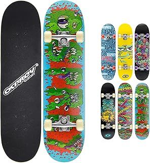 Osprey Kids Skateboard, 31 x 8 Inch Double Kick Skateboard for Beginners with Maple Deck, Boys & Girls, Multiple Designs