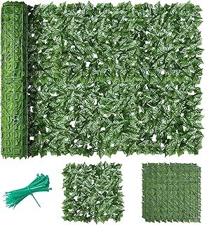 Artificial Ivy Fence Screening 5m x 1m, Green Fencing Hedge Roll Wall Privacy with 50 Green Cable Ties, Ivy Leaves Fence UV Fade Protected for Outdoor Garden Decor, Party, Wedding(39x118in)