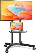 TVON Mobile TV Stand on Wheels for 32-75 Inch LCD LED Flat Panel Plasma TVs, Corner TV Floor Stand with Shelf Height Adjustable TV Trolley Max VESA 400x400mm up to 40 kg, Black