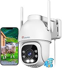 ctronics 3G/4G LTE Cellular Security Camera Outdoor, No WiFi Surveillance Camera with Sim Card, PTZ IP CCTV Camera with Smart Detection, Auto Tracking, Color Night Vision, Two-way Audio, IP66, White