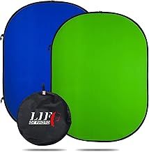 LENCARTA Green Screen Background 1.5m x 2m (4.9ft x 6.6ft) Pop Up Reversible Blue Screen, Collapsible Chroma Key Greenscreen Backdrop Kit for Gaming, Twitch Stream, Youtube Chromakey Greenscreen