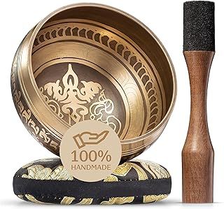 Tibetan Singing Bowl Set – Authentic Hand-Tuned Sound Bowl for Meditation – Complete Meditation Bowl Kit with Cushion, Mallet, and Guide – Perfect Singing Bowl for Yoga, Relaxation, and Sound Healing