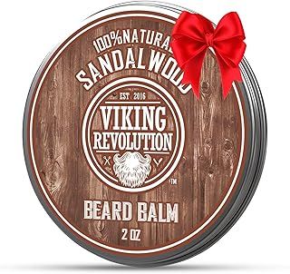 Viking Revolution - Beard Balm - Natural Beard Balm For Men With Argan & Jojoba Oils- Styles, Strengthens & Softens - Beard Wax - Gifts For Men - Sandalwood - 57 g