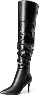 DREAM PAIRS Women's Stylish and Soft High Heels Over The Knee Boots Thigh High Pointed Toe Stiletto Long Fall Sexy Boots