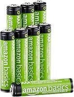 Amazon Basics 8-Pack Rechargeable AAA NiMH Batteries, 800 mAh, Recharge up to 1000x Times, Pre-Charged