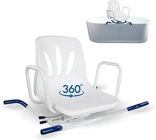 Mobiclinic® Swivel Bath Chair, Lago, Armrests and backrest, 360º swivel, Anatomical, European Brand, Waterproof, For the elderly, disabled or persons with reduced mobility