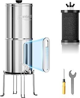 Purewell Gravity Ultrafiltration Water System, EU 98/37/EC Certified, 304 Stainless Steel Countertop System with 1 Filters and Mounts, Reduces Chlorine （3,8 Litres）