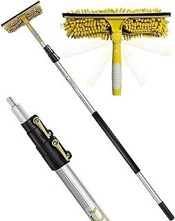DOCAZOO Telescopic Pole for Cleaning - Window Cleaning Kit, Ceiling Cleaning, Feather Duster, Snow Removal, Window Squeegee, High Reach Indoor & Outdoor Kit - (12 Ft Extension Pole with Squeegee)