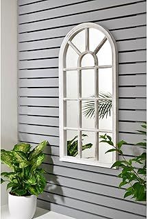 Biznest 35X70Cm Scandi Coast Arch Mirror Your Garden With This Decorative Indoor Outdoor Mirror White Rustic