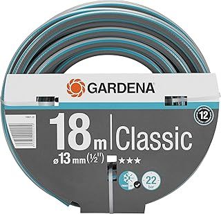 Gardena Classic Hose 13 mm (1/2 inch), 18 m: Universal Garden Hose Made of Sturdy Cross Fabric, 22 bar Bursting Pressure, UV and Frost-Resistant, Without System Parts (18001-20)