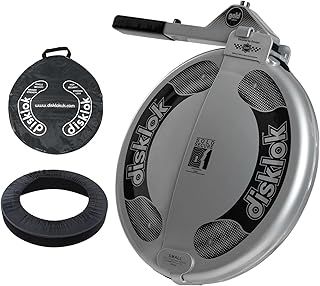 Disklok Gold Security Edition Combo Pack Car Steering Wheel Cover Anti-Angle Grinder Anti-Theft Lock Police Approved Inc. Bag & Cover (Silver, Small 35cm - 39cm)