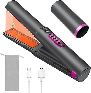 Cordless Hair Straighteners & Curler in One, Travel Hair Straightener with Flat Iron, Portable Small Wireless Hair Straightening with Type C Fast Charging,3 Temperature Level Hair Styling Appliances