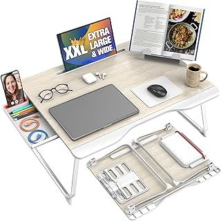 Cooper Mega Table Plus [Premium XXL Extra Large] Laptop Lap Desk & Book Stand | Multifunctional, Foldable Bed Desk for Laptop and Writing | Portable Bed Table and Lap Tray (Black Onyx)